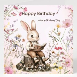 Rabbit Birthday Card & Matching Gift Tag/ Whimsical, Peter Rabbit Style, Bunny