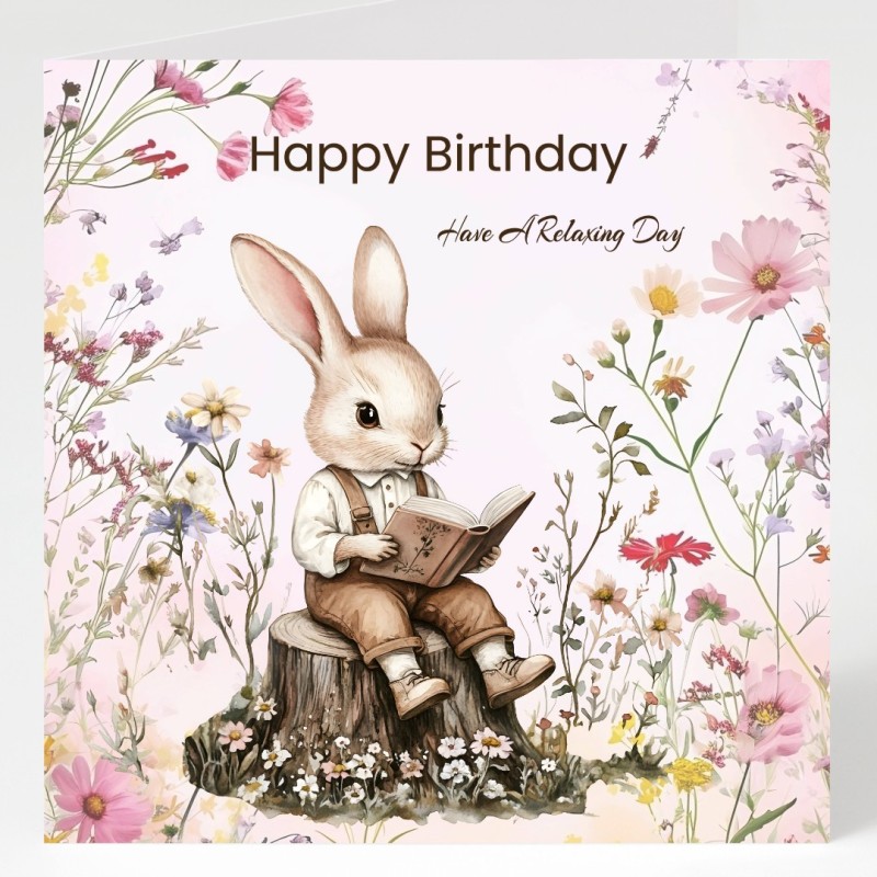 Rabbit Birthday Card & Matching Gift Tag/ Whimsical, Peter Rabbit Style, Bunny