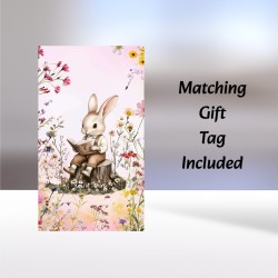 Rabbit Birthday Card & Matching Gift Tag/ Whimsical, Peter Rabbit Style, Bunny