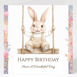 Rabbit Birthday Card & Matching Gift Tag/ Whimsical, Peter Rabbit Style, Bunny