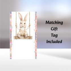 Rabbit Birthday Card & Matching Gift Tag/ Whimsical, Peter Rabbit Style, Bunny