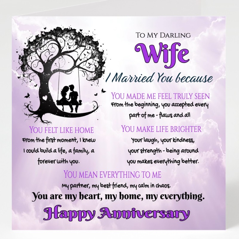 Wife Anniversary Card/ For him, Romantic, Why I married You, Love