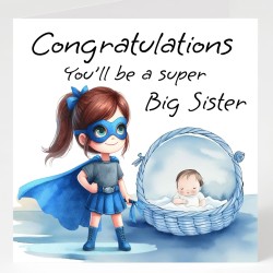 Congratulations, You'll Be A Super Big Sister & Matching Gift Tag/ For her, Baby