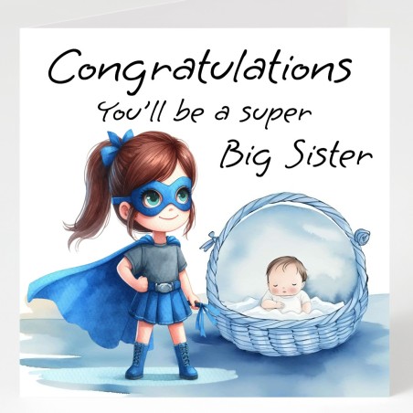 Congratulations, You'll Be A Super Big Sister & Matching Gift Tag/ For her, Baby
