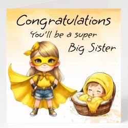 Congratulations, You'll Be A Super Big Sister & Matching Gift Tag/ For her, Baby