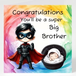 Congratulations, You'll Be A Super Big Brother & Matching Gift Tag/ For him,