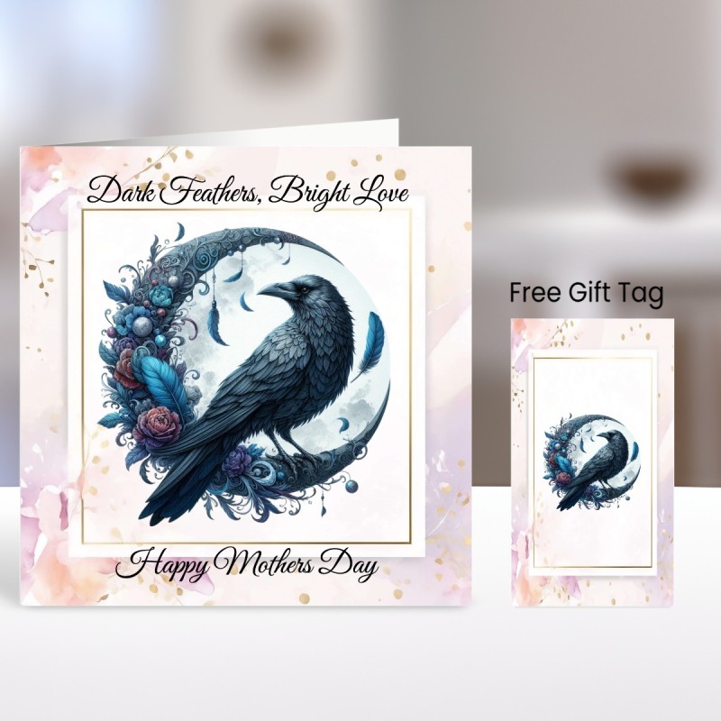 Gothic Style Mothers Day Card with Matching Gift Tag /Gothic theme, Alternative
