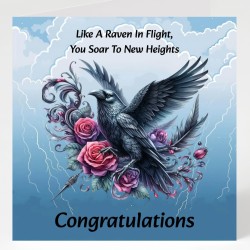 Congratulations Card & Gift Tag /Gothic, Gothic Raven, Alternative
