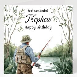 Nephew Fishing Birthday Card with Matching Gift Tag /Fisherman, Angler, For Him