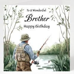 Brother Fishing Birthday Card with Matching Gift Tag /Fisherman, Angler, For Him
