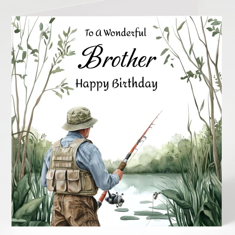 Brother Fishing Birthday Card with Matching Gift Tag /Fisherman, Angler, For Him