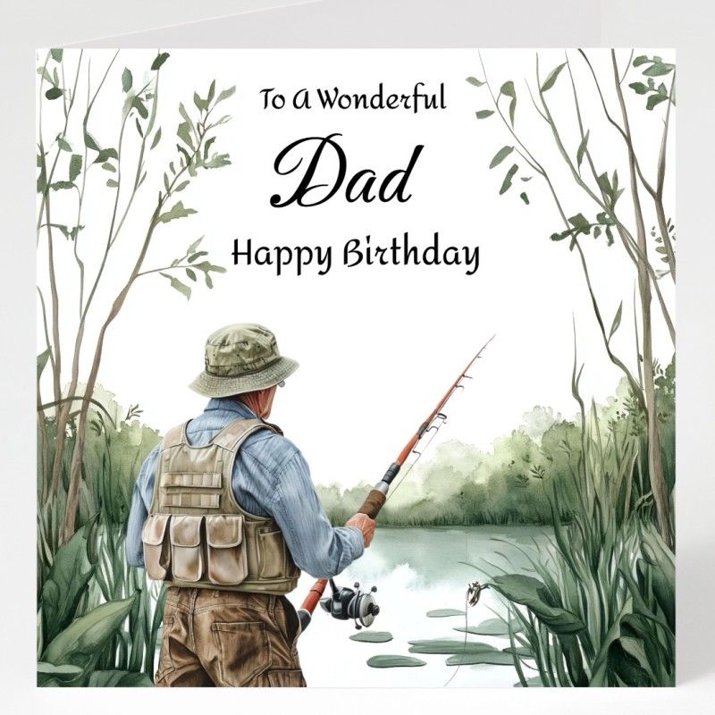 Dad Fishing Birthday Card with Matching Gift Tag /Fisherman, Angler, For Him
