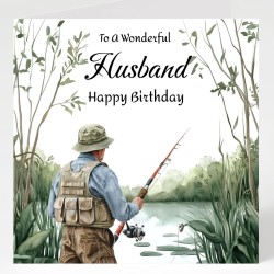 Husband Fishing Birthday Card with Matching Gift Tag /Fisherman, Angler, For Him