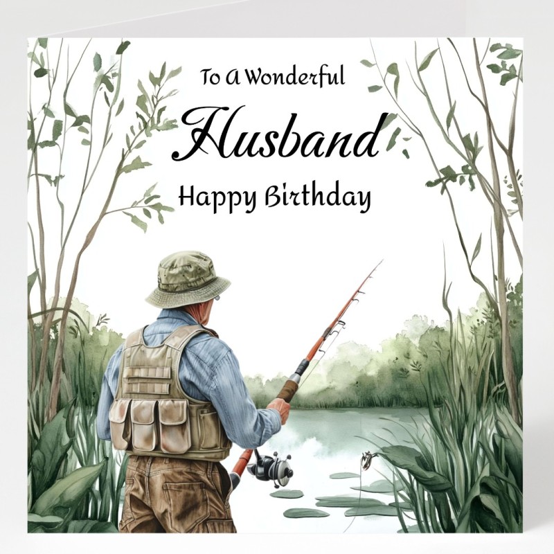 Husband Fishing Birthday Card with Matching Gift Tag /Fisherman, Angler, For Him