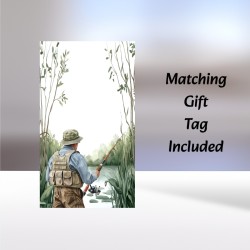 Papa Fishing Birthday Card with Matching Gift Tag /Fisherman, Angler, For Him