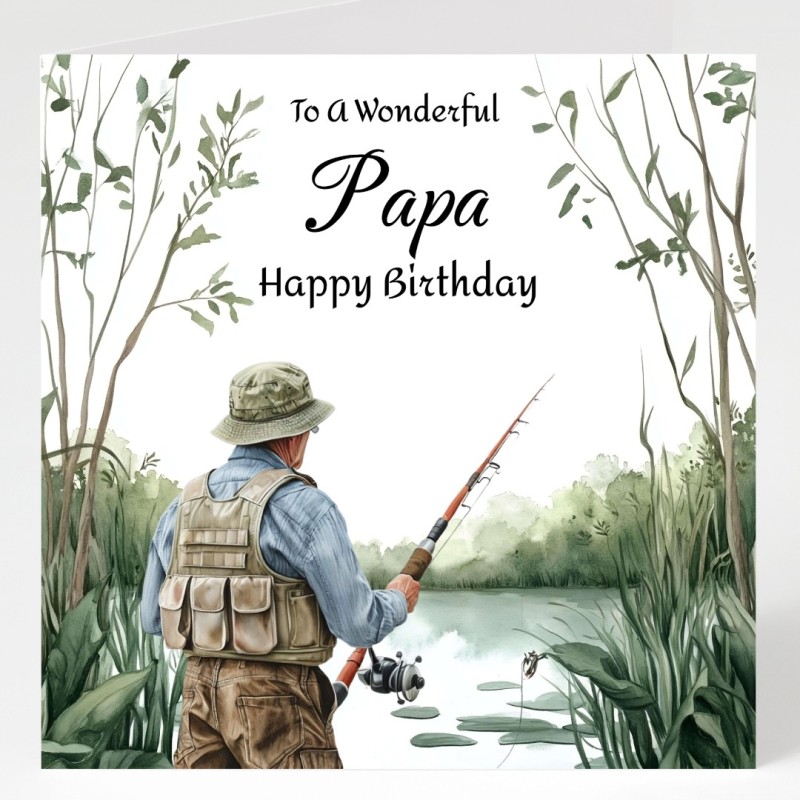 Papa Fishing Birthday Card with Matching Gift Tag /Fisherman, Angler, For Him
