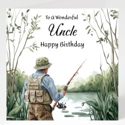 Uncle Fishing Birthday Card with Matching Gift Tag /Fisherman, Angler, For Him