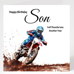 Son Birthday Card & Gift Tag / Dirt Bike, For Him, Motorcycle, Scrambler
