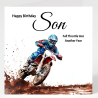Son Birthday Card & Gift Tag / Dirt Bike, For Him, Motorcycle, Scrambler