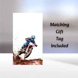 Son Birthday Card & Gift Tag / Dirt Bike, For Him, Motorcycle, Scrambler