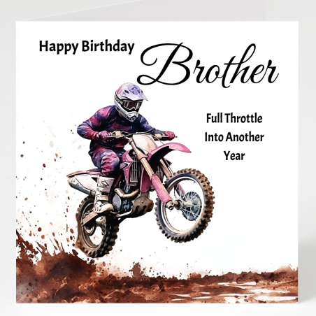 Brother Birthday Card & Gift Tag / Dirt Bike, For Him, Motorcycle, Scrambler