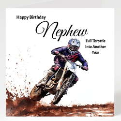Nephew Birthday Card & Gift Tag / Dirt Bike, For Him, Motorcycle, Scrambler