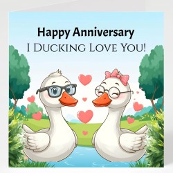 Humour Loving Ducks Anniversary Card/ For him, For her, Ducks,