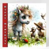 Birthday Card with Matching Gift Tag / Farm, Animals, Cute, For her, For Him