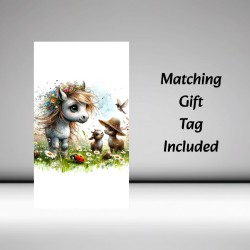 Birthday Card with Matching Gift Tag / Farm, Animals, Cute, For her, For Him