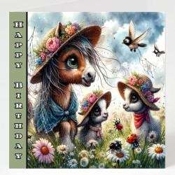 Birthday Card with Matching Gift Tag / Farm, Animals, Cute, For her, For Him