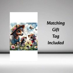 Birthday Card with Matching Gift Tag / Farm, Animals, Cute, For her, For Him