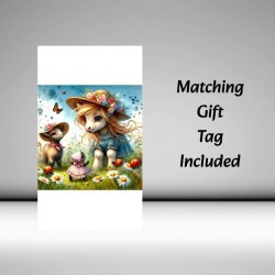 Birthday Card with Matching Gift Tag / Farm, Animals, Cute, For her, For Him