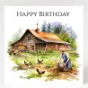 Birthday Card with Matching Gift Tag / Farm, Animals, For her, For Him