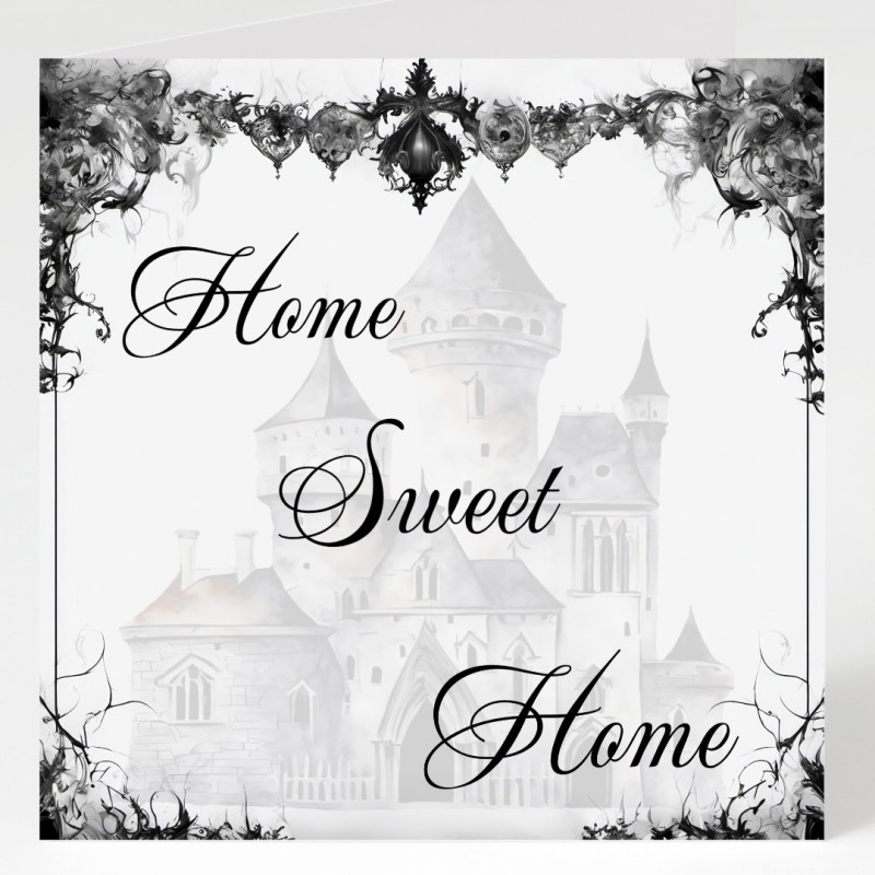 New Home Card with Matching Gift Tag /Gothic theme, Gothic Style Alternative