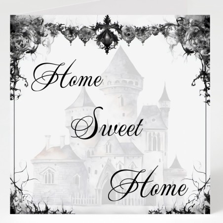 New Home Card with Matching Gift Tag /Gothic theme, Gothic Style Alternative