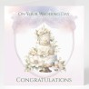 Wedding Day Card & Matching Gift Tag /Elegant, Cake, Marriage, Couple