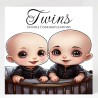 Twins Baby Card & Matching Gift Tag Inc/ Goth Theme, Gothic Style, Gothic Babies