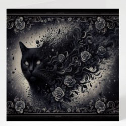 Black Cat Greeting Card Gift Tag /Gothic theme, Goth,Alternative