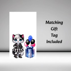 Girlfriend Birthday Card / Gift Tag Inc/ Goth Cat, Gothic Style,