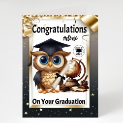 Large Premium Graduation Card & Gift Tag/ University, For him, For Her, Owl,