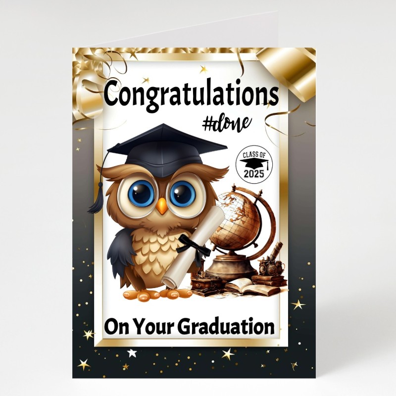 Large Premium Graduation Card & Gift Tag/ University, For him, For Her, Owl, Large Premium Graduation Card & Gift Tag/ University, For him, For Her, Owl,