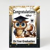 Large Premium Graduation Card & Gift Tag/ University, For him, For Her, Owl,