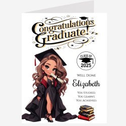 Large Personalised Graduation Card Female & Gift Tag, Uni, Congratulations