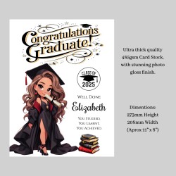 Large Personalised Graduation Card Female & Gift Tag, Uni, Congratulations