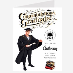 Large Personalised Graduation Card Male & Gift Tag, Uni, Congratulations
