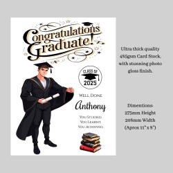 Large Personalised Graduation Card Male & Gift Tag, Uni, Congratulations