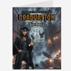 Large Gothic Personalised Graduation Card & Gift Tag, Uni, Congratulations