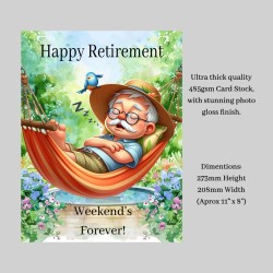 Personalised Large Retirement Card with Matching Gift Tag / For him, Retiring