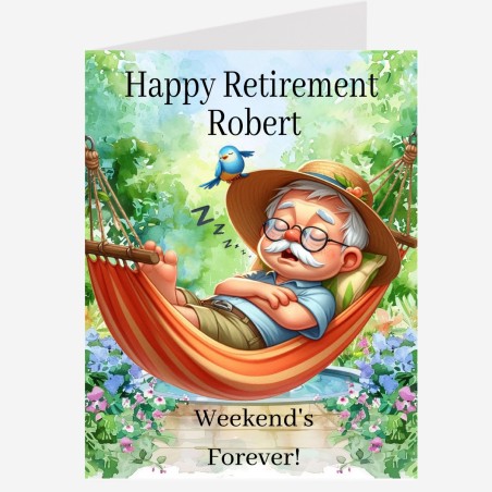 Personalised Large Retirement Card with Matching Gift Tag / For him, Retiring