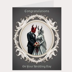 Large Gothic Devil Wedding Day Card & Gift Tag/ Gothic, Alternative, Celebration, Wedding